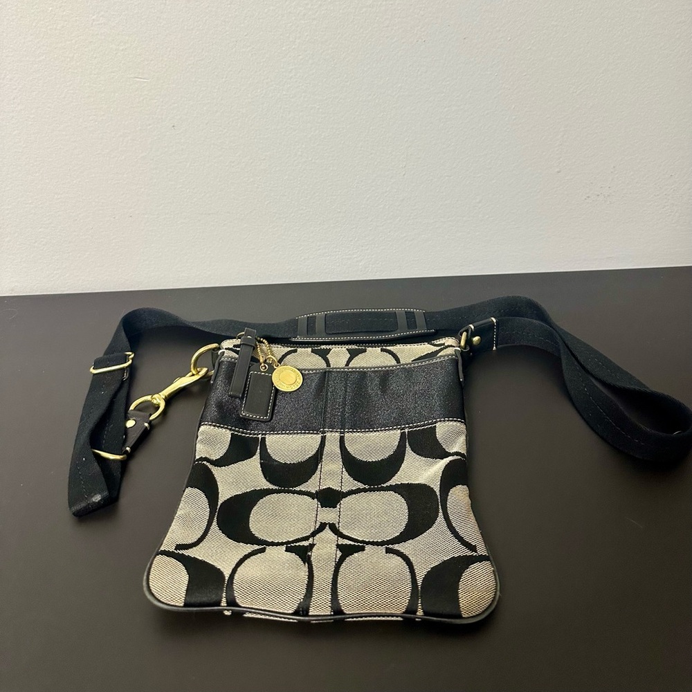 Coach Black and Grayish Tan Legacy Crossbody Bag. EUC W Coach Tag & Bag Charm. - Picture 11 of 14